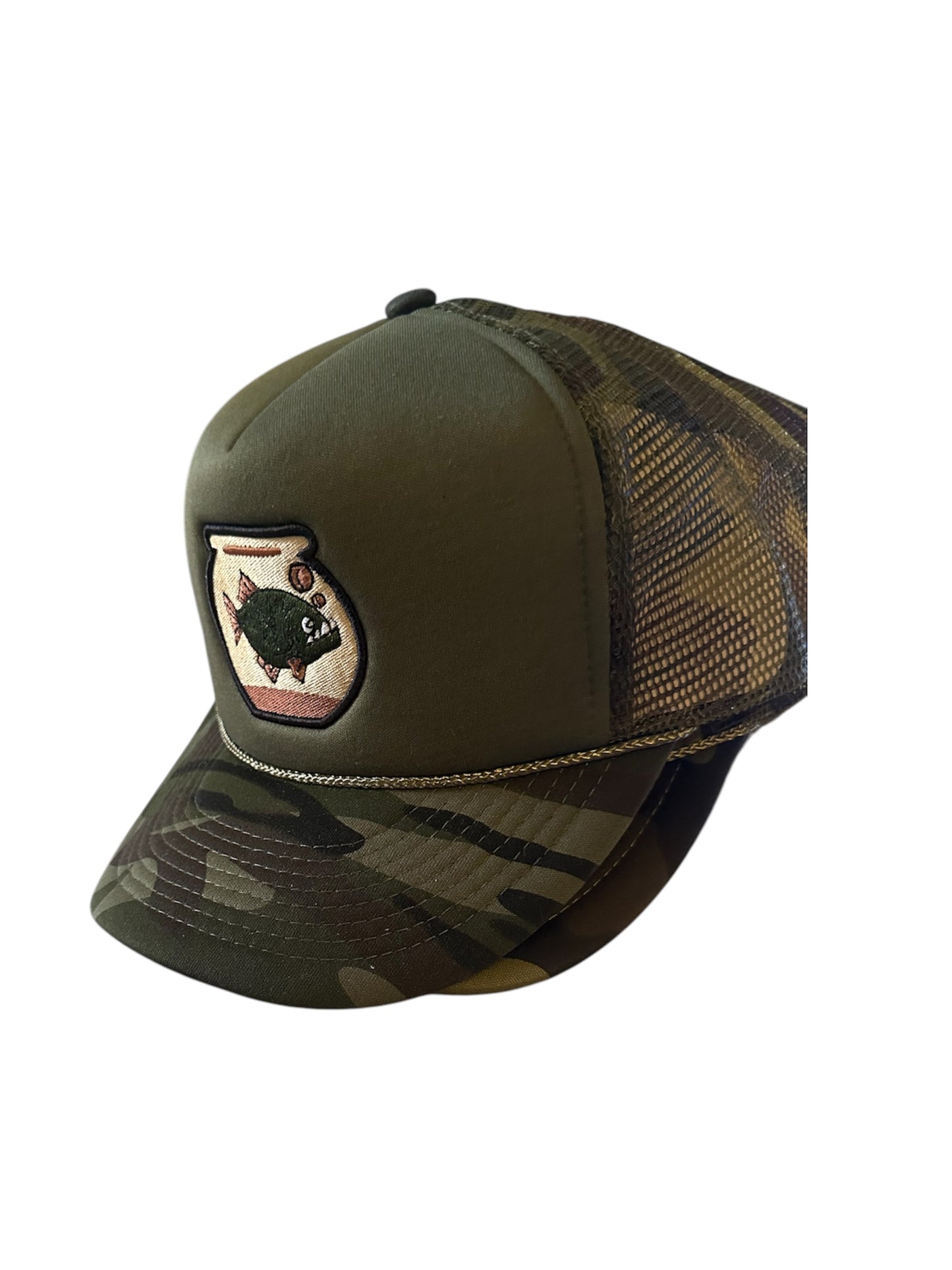 Piranha Gang Brown Army Fatigue Camo Trucker