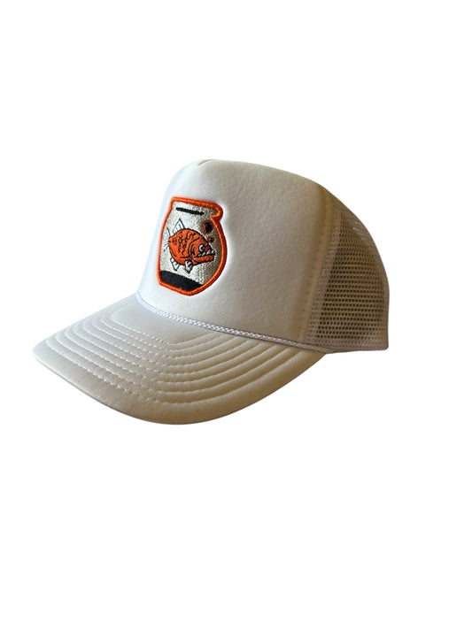 Piranha Gang White & Orange Trucker