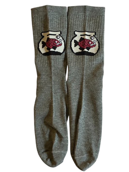 Piranha Gang Crew Socks Grey