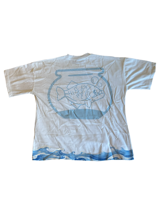 Piranha Gang "Wave" Graphic White T shirt
