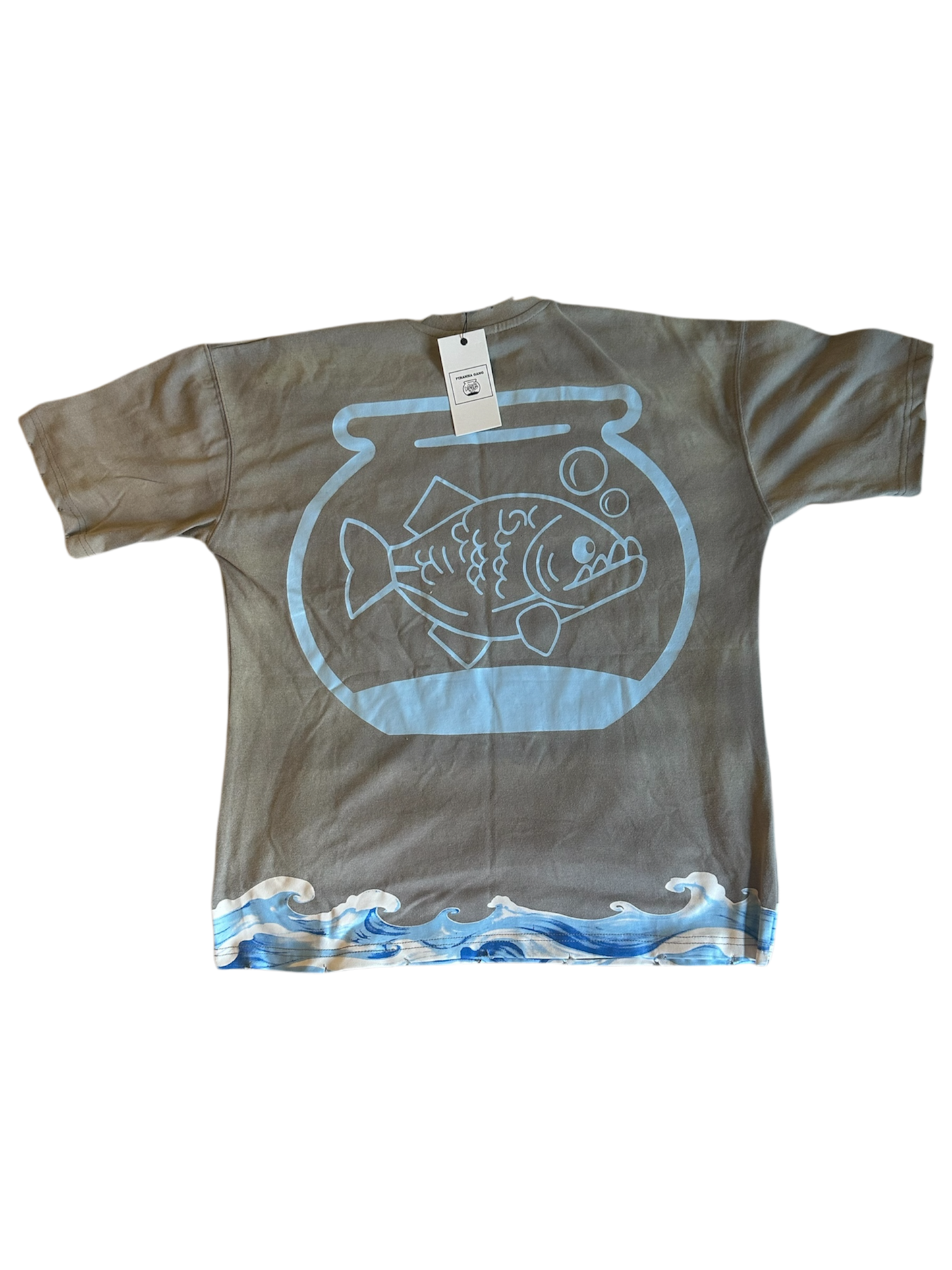 Piranha Gang "Wave" Graphic Grey T shirt
