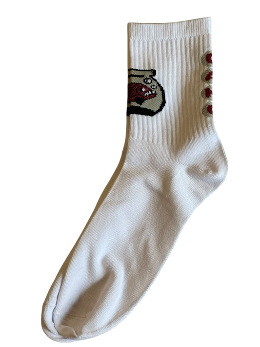 Piranha Gang Crew Socks White