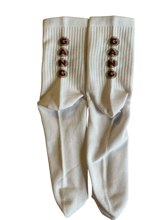 Piranha Gang Crew Socks White
