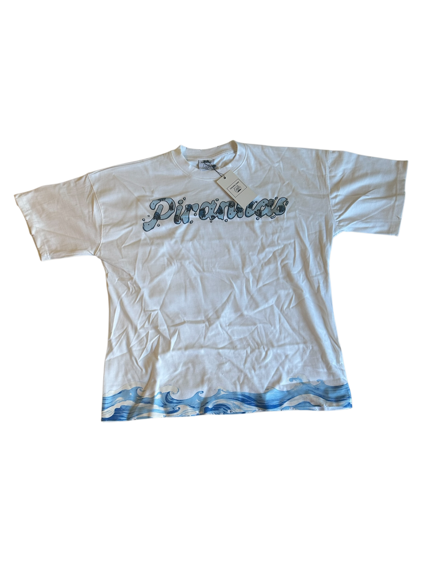 Piranha Gang "Wave" Graphic White T shirt
