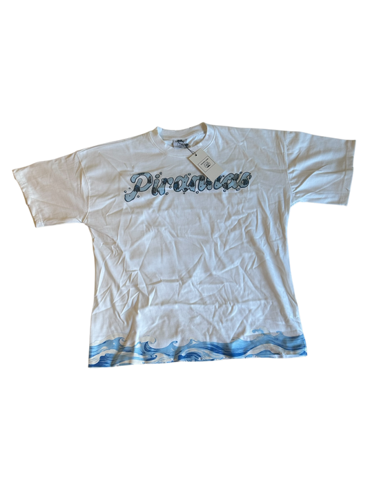 Piranha Gang "Wave" Graphic White T shirt